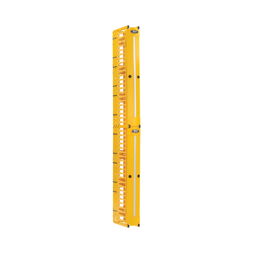 Tripp Lite High-Capacity Vertical Cable Manager, Deep Double Finger Duct with Cover, Single Sided, 6 in. Wide, Yellow, 7 ft. (2.2 m) — Being Shipped