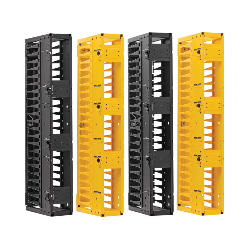 Tripp Lite High-Capacity Vertical Cable Manager - Deep Double Finger Duct with Cover, Double Sided, 6 in. Wide, Yellow/Black, 7 ft. (2.2 m) — Being Shipped