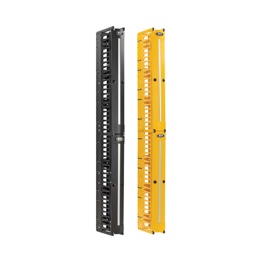 Tripp Lite High-Capacity Vertical Cable Manager - Deep Double Finger Duct with Cover, Double Sided, 6 in. Wide, Yellow/Black, 7 ft. (2.2 m) — Being Shipped