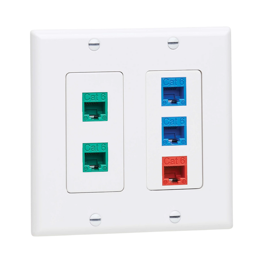 Tripp Lite Double-Gang Faceplate, Decora Style, Vertical, White, TAA — Being Shipped