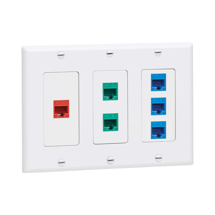 Tripp Lite Triple-Gang Faceplate, Decora Style, Vertical, White, TAA — Being Shipped