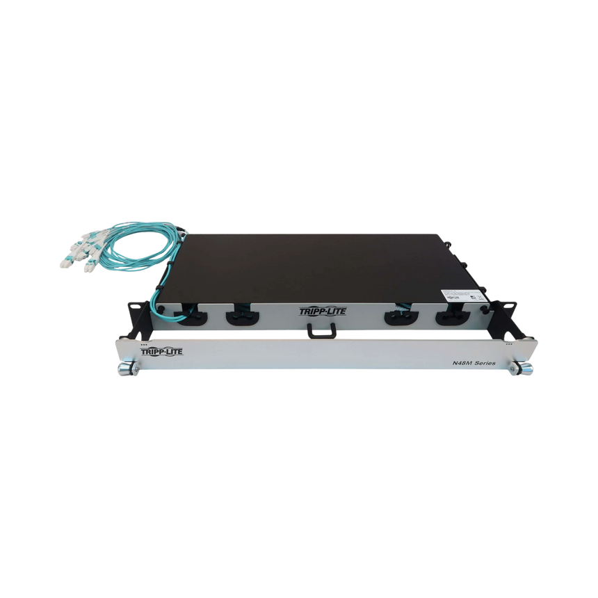 Tripp Lite Preloaded Fiber Panel, 1U, 6x (4x LC/LC Duplex M/M) 8F Trunk Cables, OM4 Multimode, 10 m (32.8 ft.) — Being Shipped