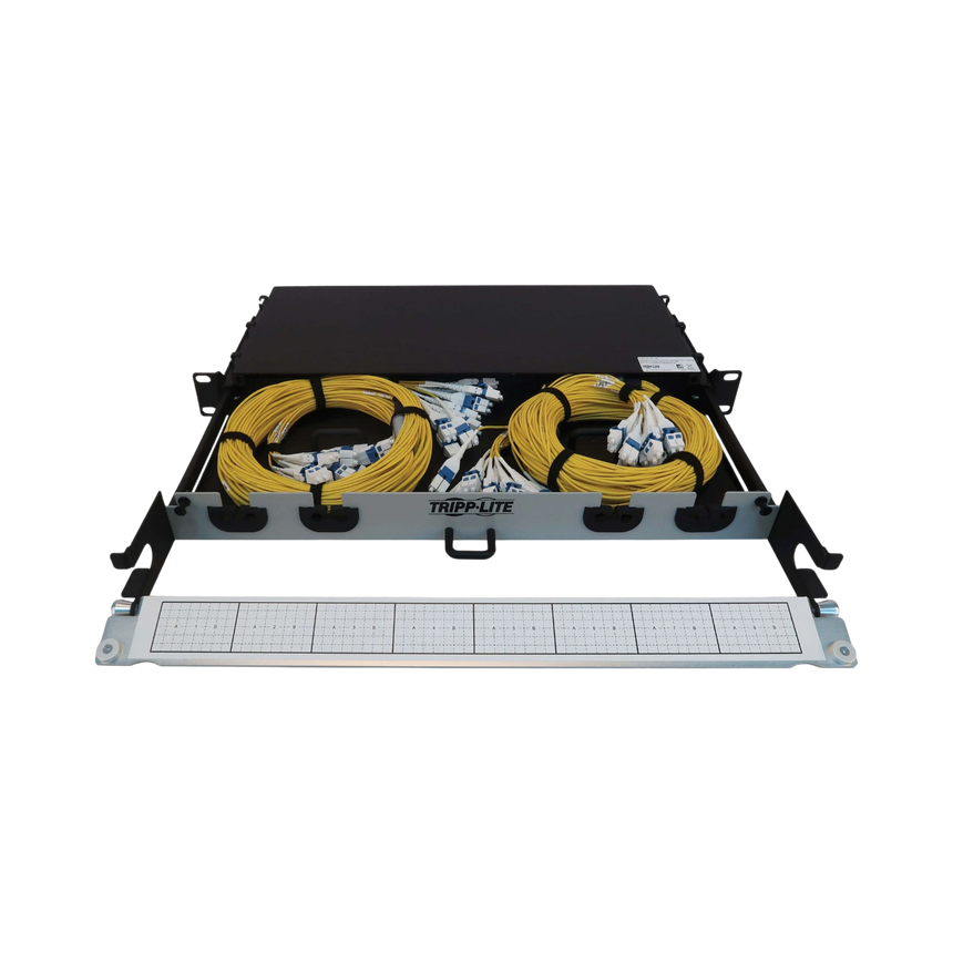Tripp Lite Preloaded Fiber Panel, 1U, 2x (12x LC/LC Duplex M/M) 24F Trunk Cables, OS2 Singlemode, 20 m (65.6 ft.) — Being Shipped