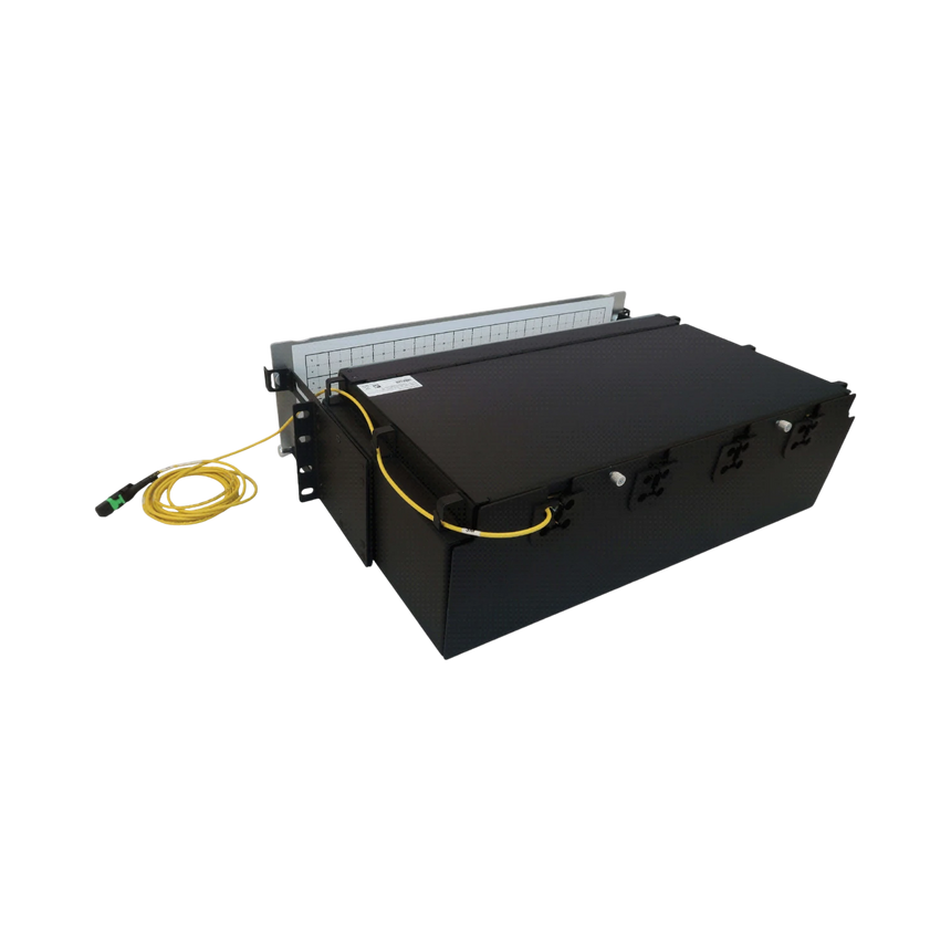 Tripp Lite Preloaded Fiber Patch Panel, 3U, 64x (12F MTP/MPO-APC to 4x LC Duplex F/F) 8F Trunk Cables, OS2 Singlemode, 3 m (9.8 ft.) — Being Shipped