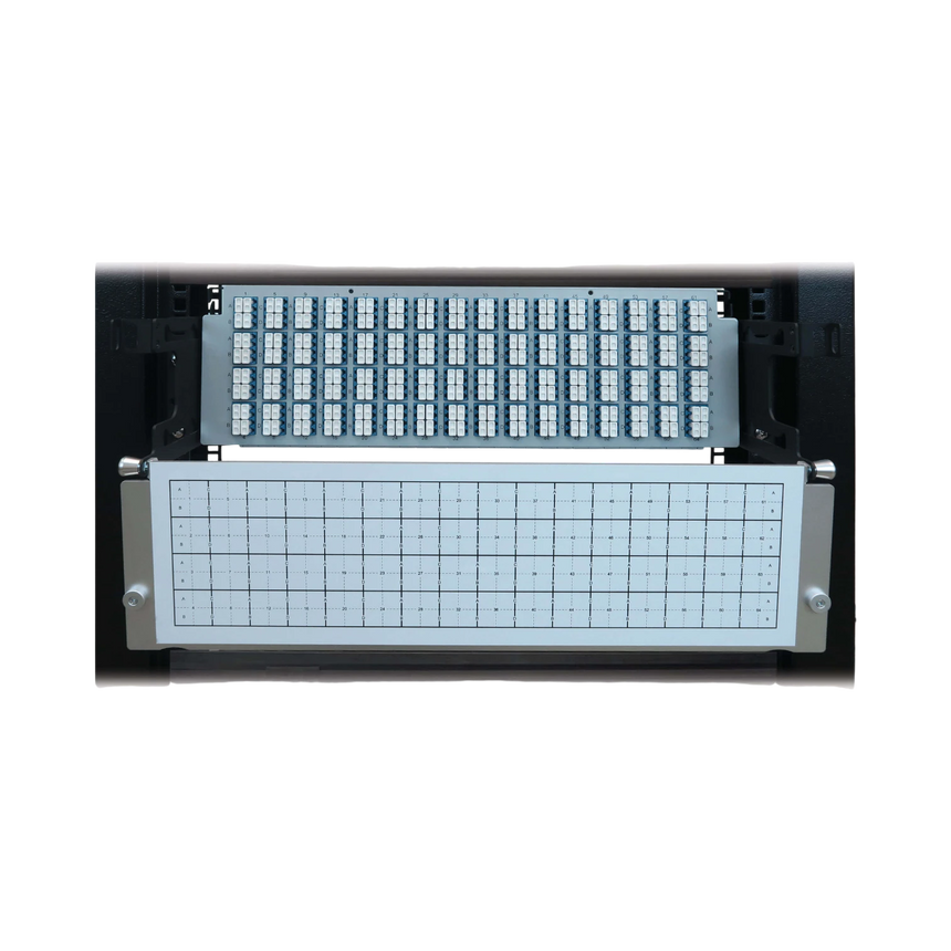 Tripp Lite Preloaded Fiber Patch Panel, 3U, 64x (12F MTP/MPO-APC to 4x LC Duplex F/F) 8F Trunk Cables, OS2 Singlemode, 3 m (9.8 ft.) — Being Shipped