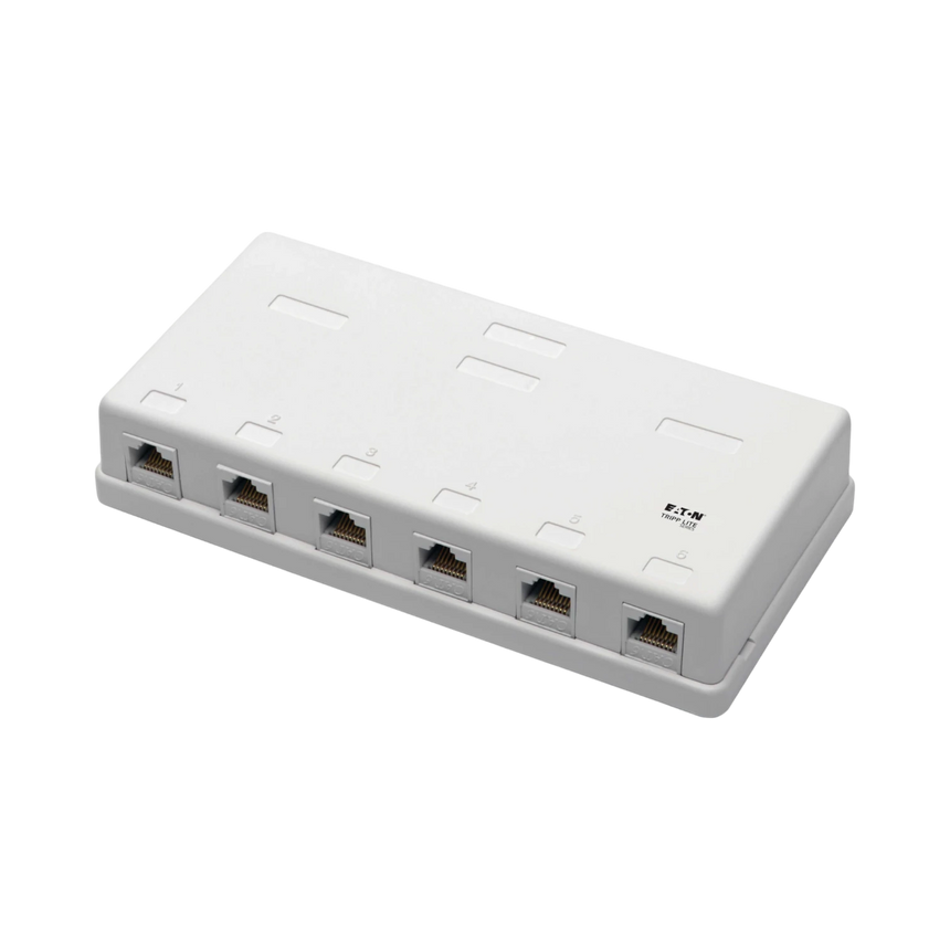 Tripp Lite Pre-Configured Unshielded Cat6 6-Port Surface-Mount Box, 110 IDC, RJ45, White — Being Shipped