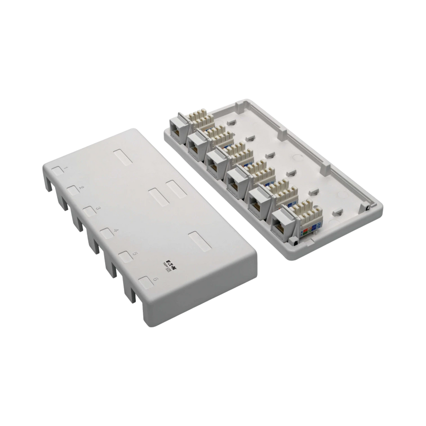 Tripp Lite Pre-Configured Unshielded Cat6 6-Port Surface-Mount Box, 110 IDC, RJ45, White — Being Shipped