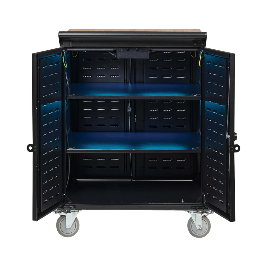 Tripp Lite Safe-IT UV Locking Storage Cart for Mobile Devices and AV Equipment, Wood-Grain Top — Being Shipped