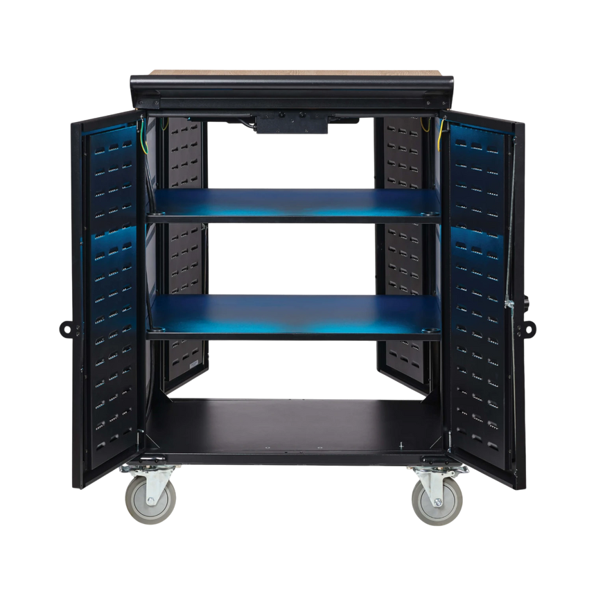 Tripp Lite Safe-IT UV Locking Storage Cart for Mobile Devices and AV Equipment, Wood-Grain Top — Being Shipped