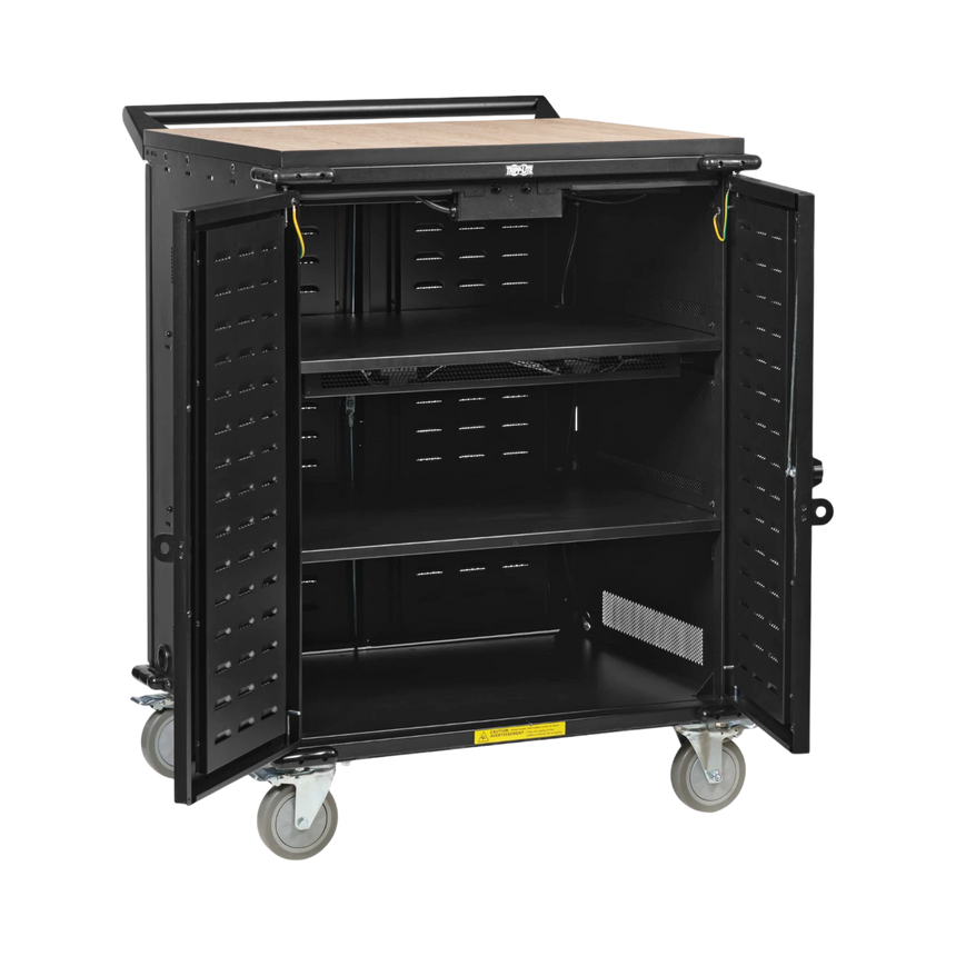Tripp Lite Safe-IT UV Locking Storage Cart for Mobile Devices and AV Equipment, Wood-Grain Top — Being Shipped