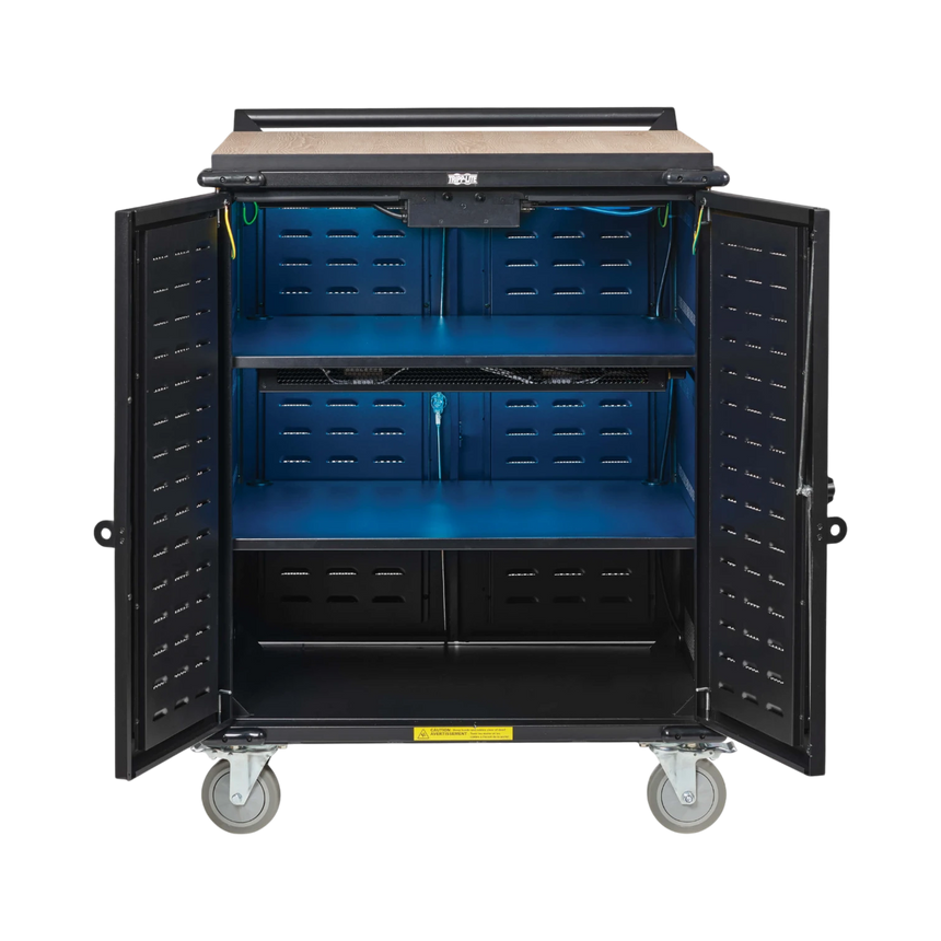 Tripp Lite Safe-IT UV Locking Storage Cart for Mobile Devices and AV Equipment, Wood-Grain Top — Being Shipped