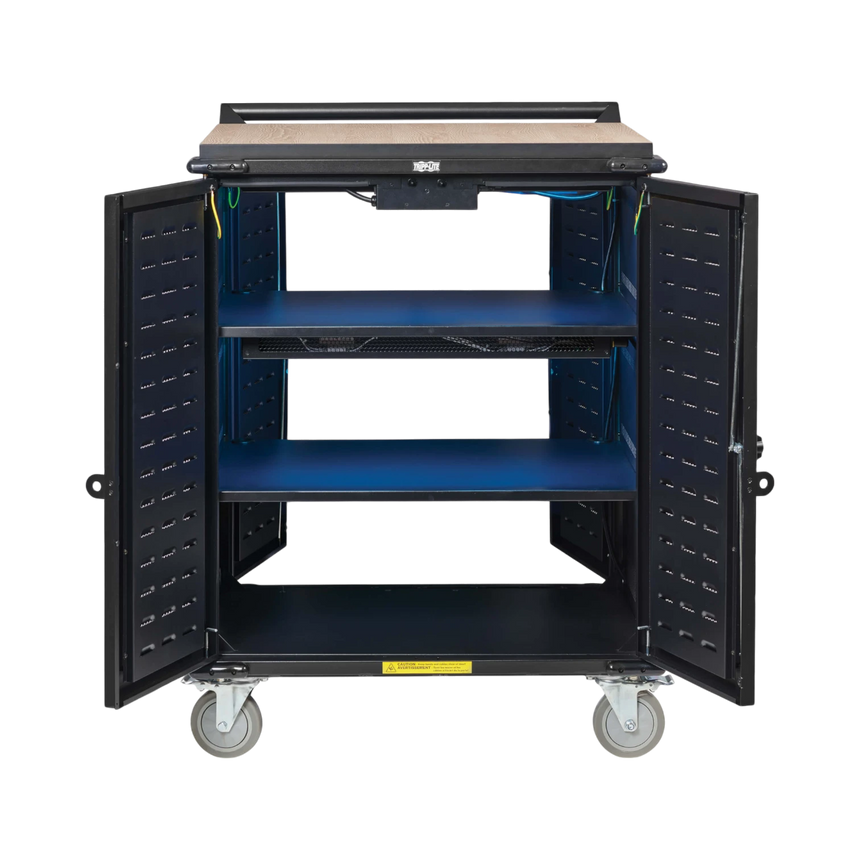 Tripp Lite Safe-IT UV Locking Storage Cart for Mobile Devices and AV Equipment, Wood-Grain Top — Being Shipped