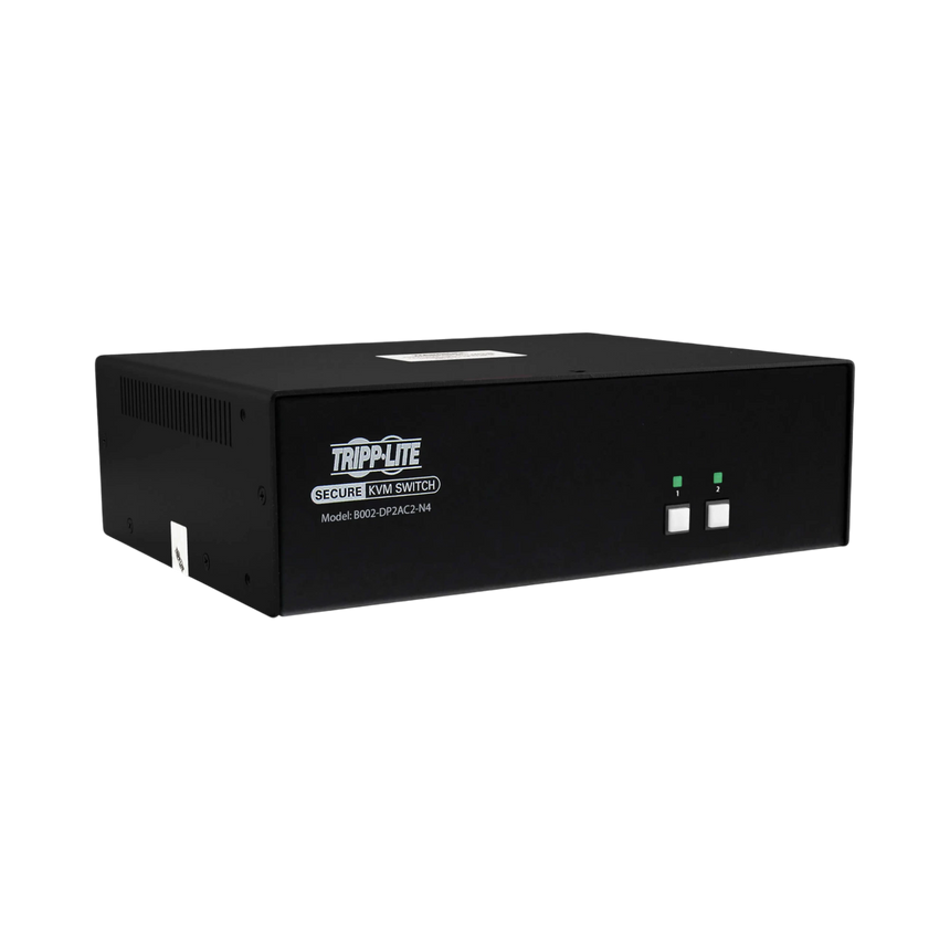 Tripp Lite Secure KVM Switch, 2-Port, Dual Head, DisplayPort to DisplayPort, 4K, NIAP PP4.0, Audio, CAC, TAA — Being Shipped