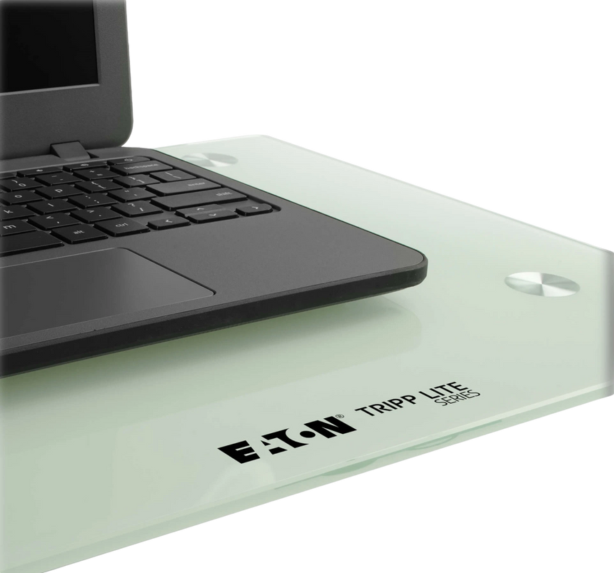 Tripp Lite Premier Rolling TV Cart for 37" to 70" Displays, Frosted Glass Base and Shelf, Locking Casters, White — Being Shipped