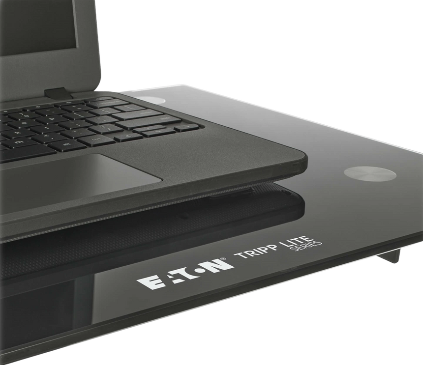 Tripp Lite Premier Rolling TV Cart for 37" to 70" Displays, Black Glass Base and Shelf, Locking Casters — Being Shipped