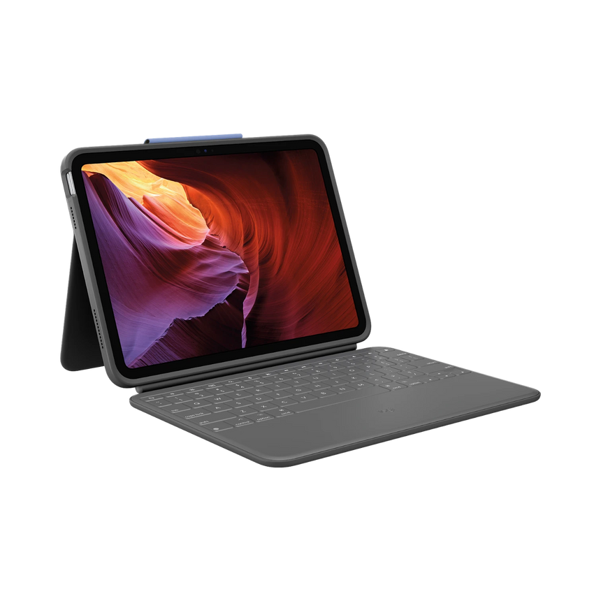 Logitech Rugged Folio Protective Keyboard Case for 10.9" iPad 10th Gen (Graphite) — Being Shipped