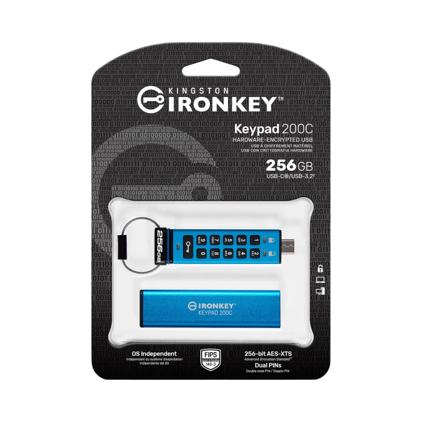 Kingston IronKey Keypad 200 USB-C 3.2 Gen 1 256GB Flash Drive — Being Shipped