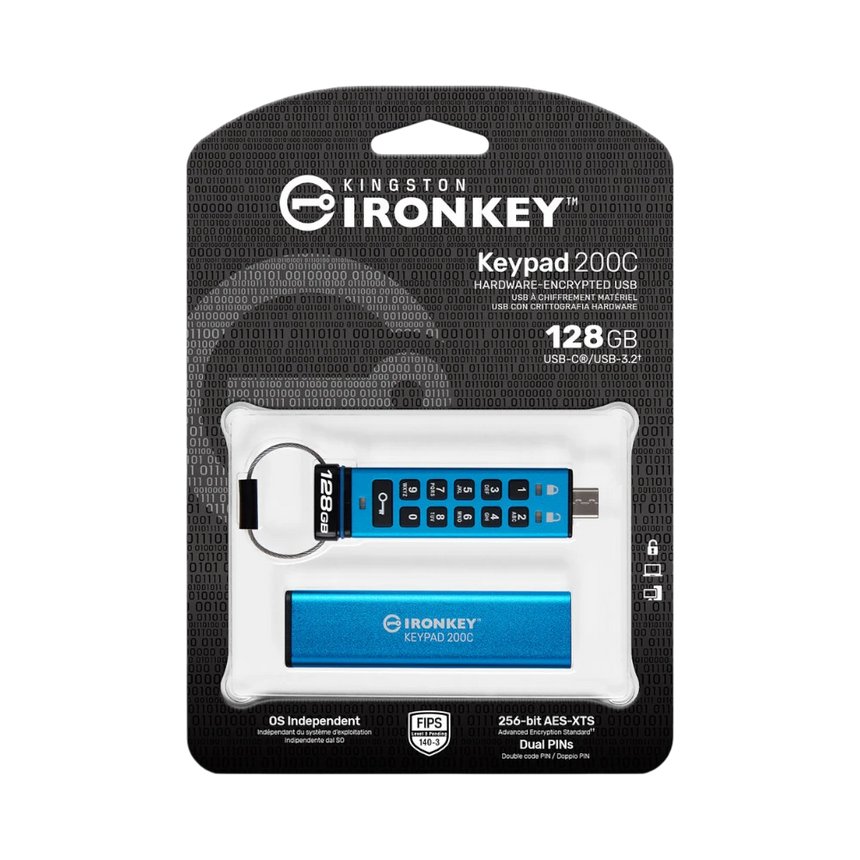 Kingston IronKey Keypad 200 USB-C 3.2 Gen 1 128GB Flash Drive — Being Shipped