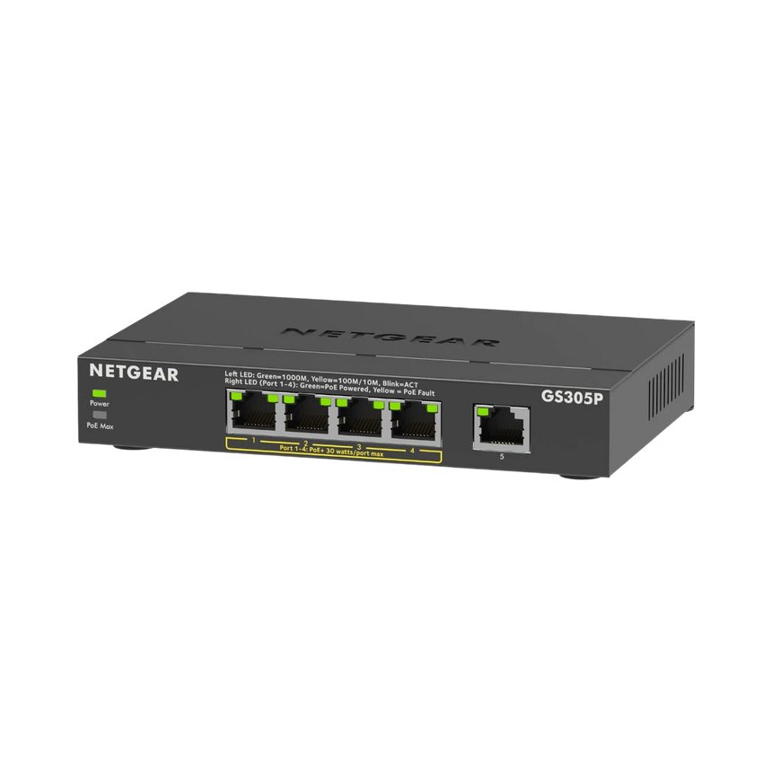 NETGEAR GS305P 5-Port Gigabit PoE+ Compliant Unmanaged Network Switch — Being Shipped