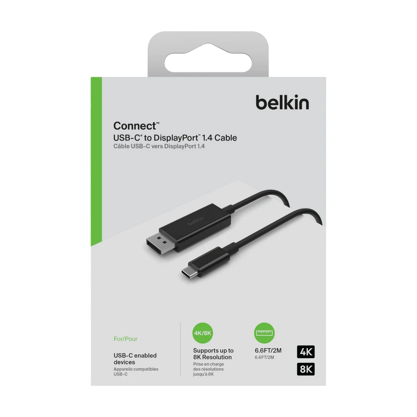 Belkin USB-C to DisplayPort 1.4 Cable 6.6ft (Black) — Being Shipped