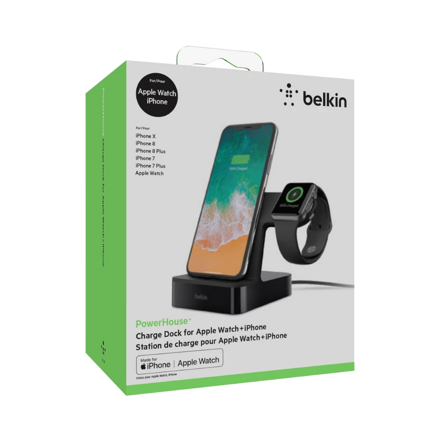 Belkin PowerHouse 2-in-1 Charging Dock for iPhone & Apple Watch (Black) — Being Shipped