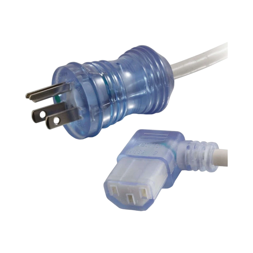 C2G 12 ft 16 AWG Hospital Grade Power Cord (NEMA 5-15P to IEC320C13R) - Gray with Clear Connectors — Being Shipped