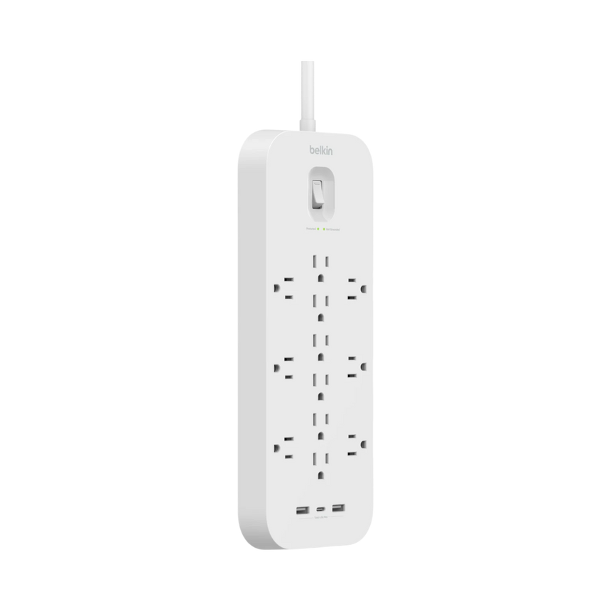 Belkin 12-Outlet Surge Protector with USB-C and USB-A Ports (White) — Being Shipped