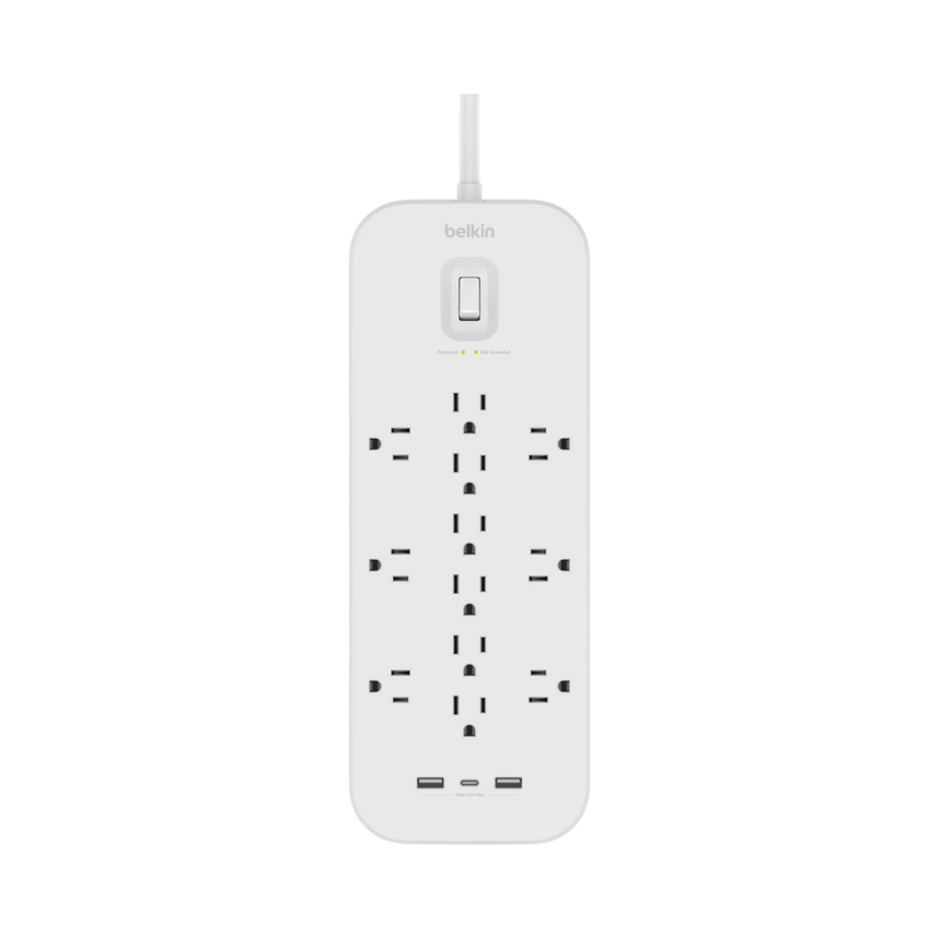 Belkin 12-Outlet Surge Protector with USB-C and USB-A Ports (White) — Being Shipped