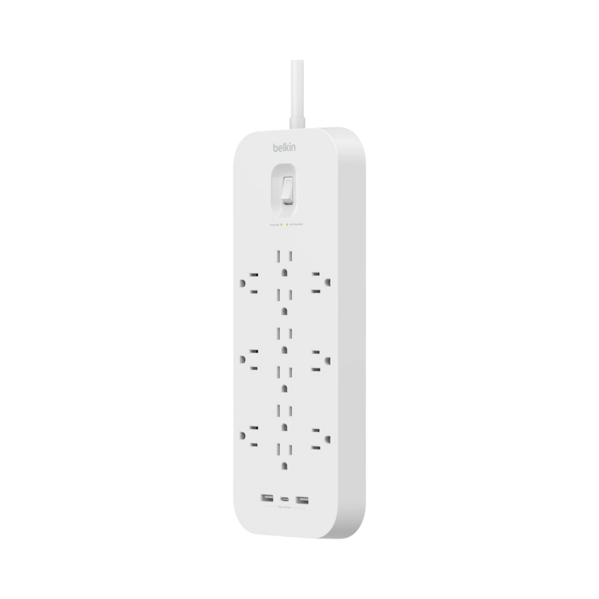 Belkin 12-Outlet Surge Protector with USB-C and USB-A Ports (White) — Being Shipped