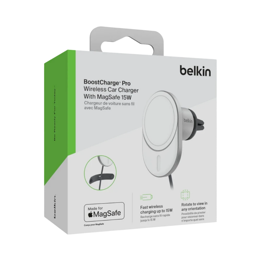 Belkin BoostCharge Pro Wireless MagSafe Car Charger Mount (Silver) — Being Shipped