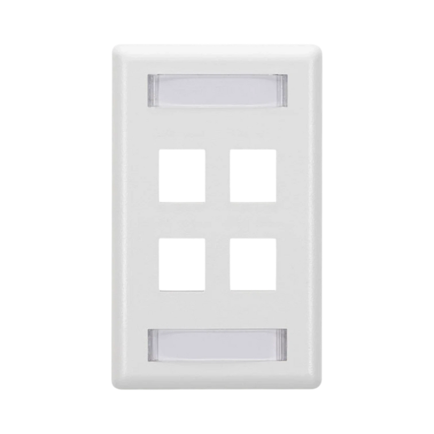Black Box GigaStation2 Single-Gang 4-Port Wallplate (White) — Being Shipped