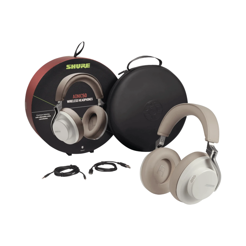 Shure AONIC 50 Wireless Noise-Canceling Headphones (White & Gold) — Being Shipped
