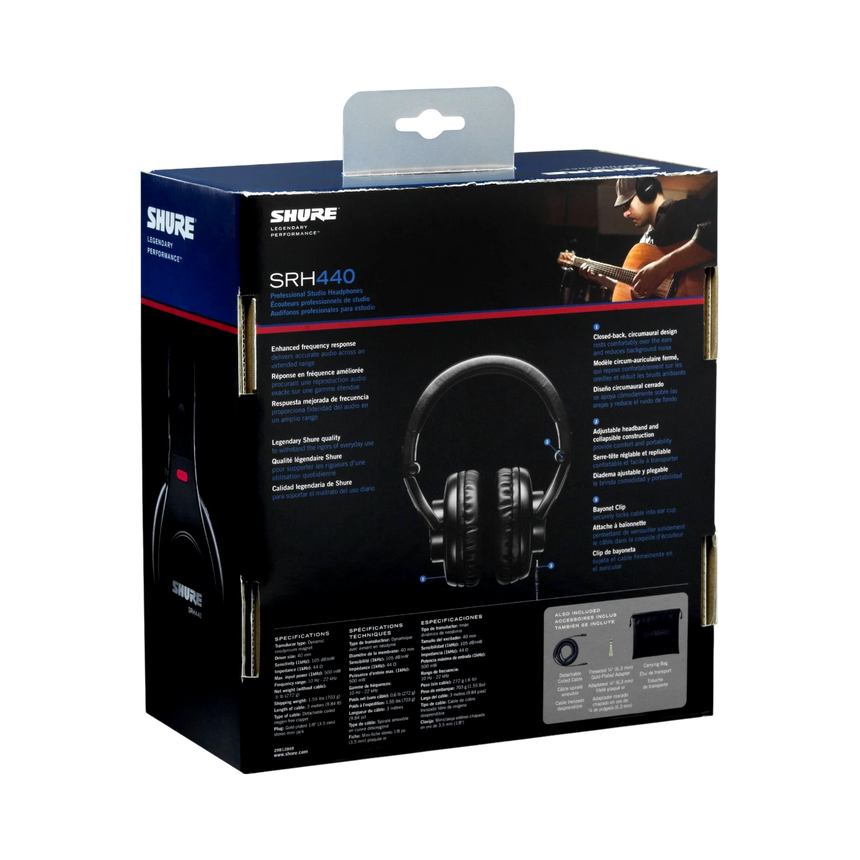Shure SRH440 Closed-Back Over-Ear Studio Headphones — Being Shipped