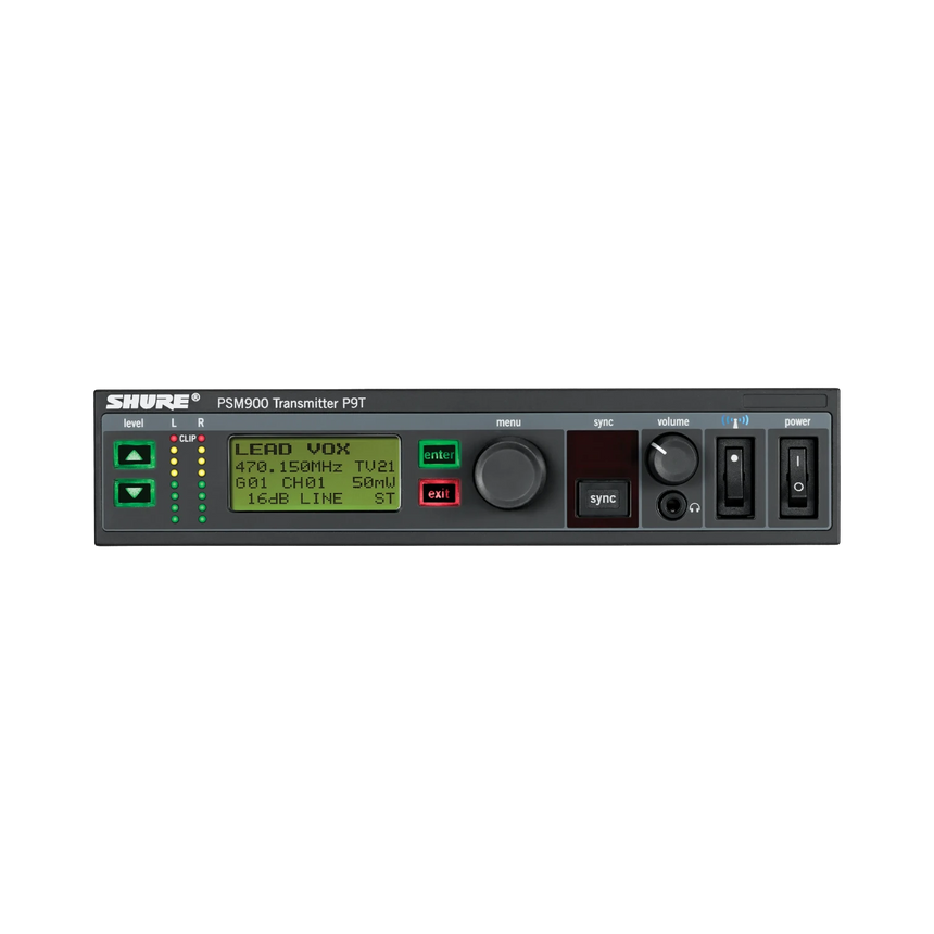 Shure P9T Wireless Transmitter for PSM 900 In-Ear Personal Monitoring System (G7: 506 to 542 MHz) — Being Shipped