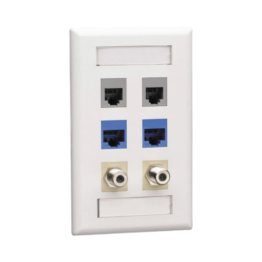 Black Box GigaStation2 6-Port Keystone Wallplate (White) — Being Shipped