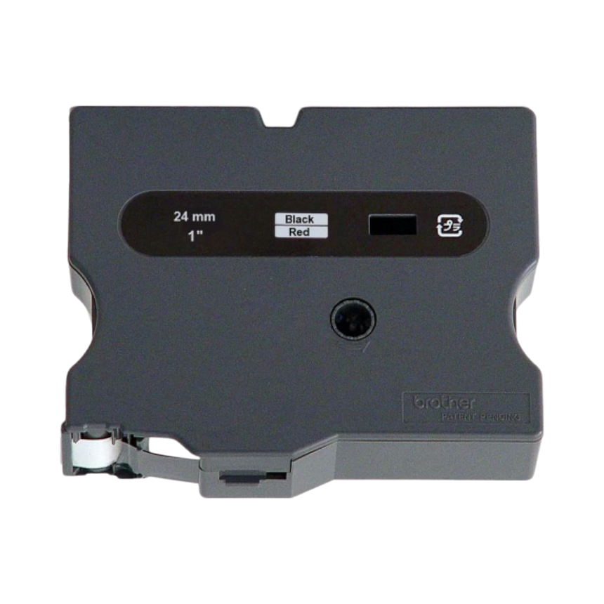 Brother 24mm TX4511 P-Touch Laminated Tape Black on Red — Being Shipped