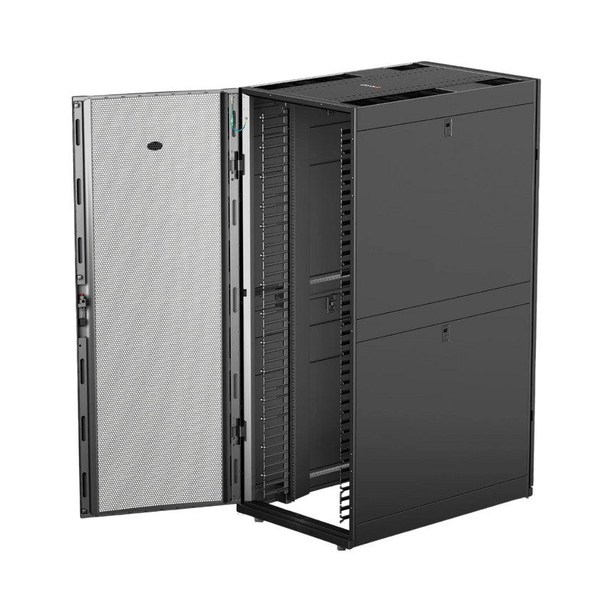 APC NetShelter SX, Networking Rack Enclosure, 42U, Black, 1991H x 750W x 1070D mm with Casters, Feet, Vertical Cable Managers, Side Panels — Being Shipped