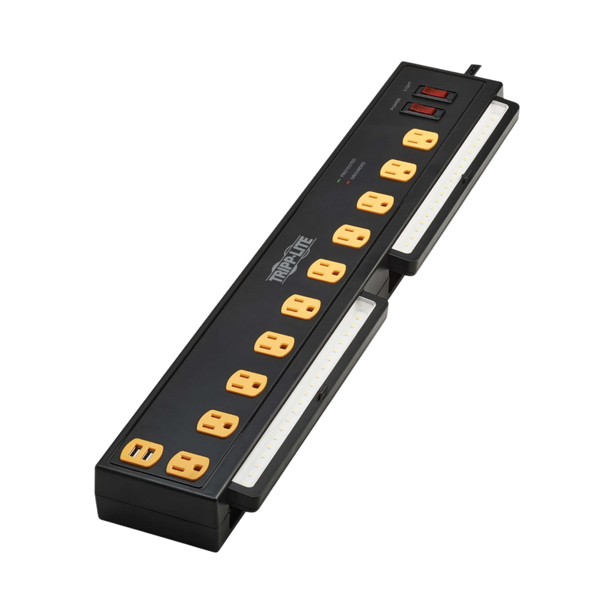 Tripp Lite 10ft Cord 10-Outlets Surge Protector with USB & Swivel Lights — Being Shipped