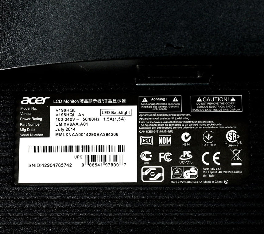 Acer 18.5" 16:10 LCD Monitor — Being Shipped