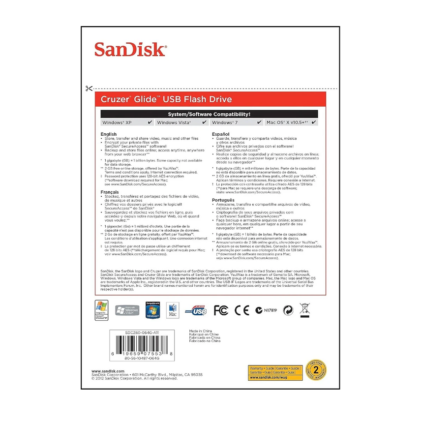 SanDisk Cruzer Glide 128GB USB 2.0 Flash Drive — Being Shipped