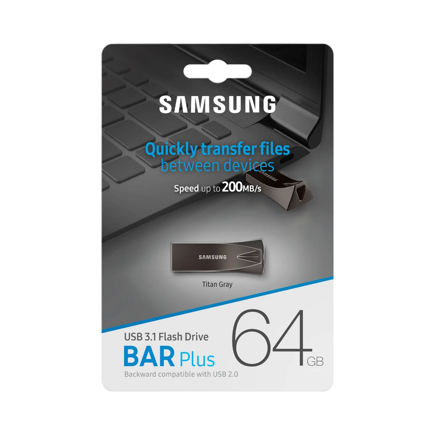 Samsung 64GB USB 3.1 Gen 1 BAR Plus Flash Drive (Titan Gray) — Being Shipped