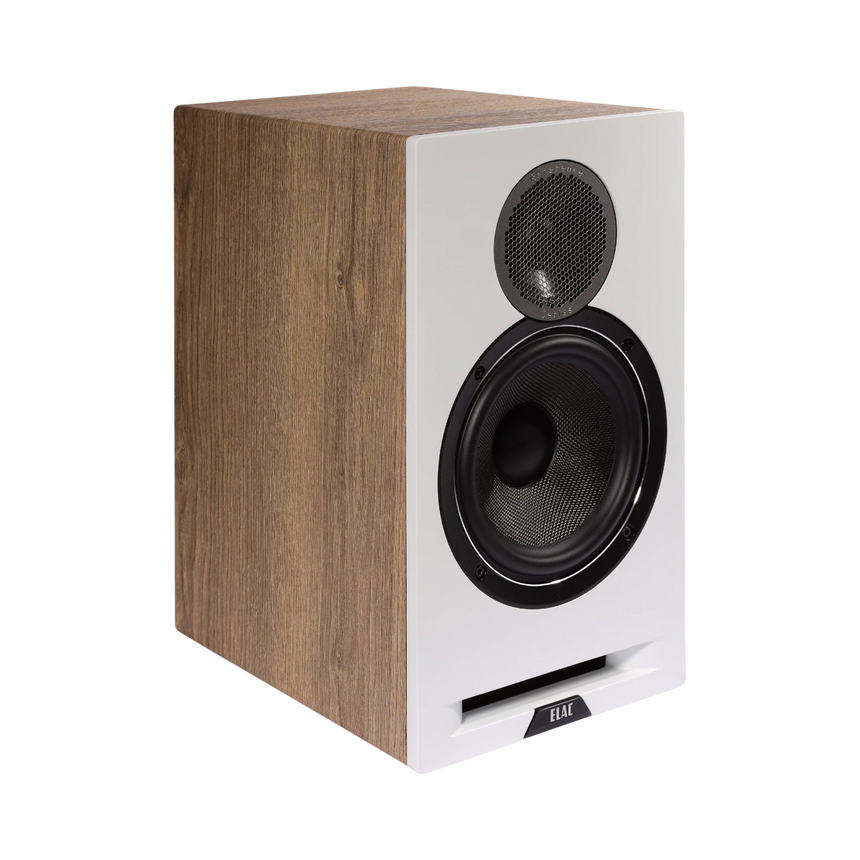 ELAC Debut Reference Two-Way Bookshelf Pair Speaker (White Baffle, Oak Cabinet) — Being Shipped