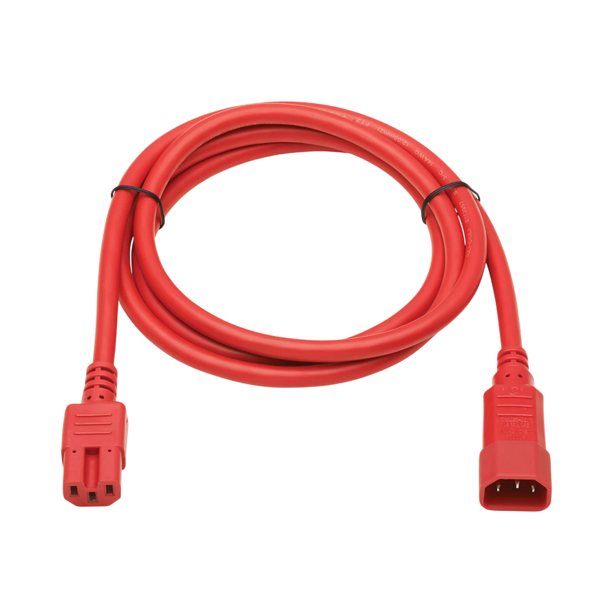 Tripp Lite Power Cord C14 to C15 - Heavy-Duty, 15A, 250V, 14 AWG, 6 ft. (1.83 m), Red — Being Shipped