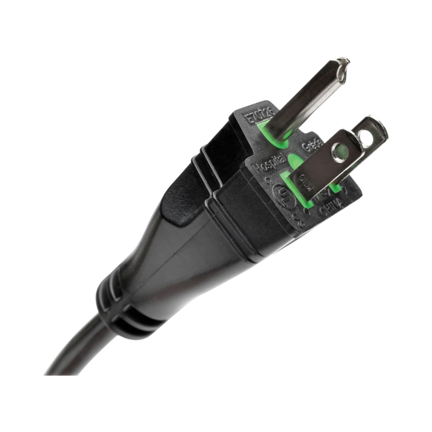 Tripp Lite Hospital-Grade Power Cord, NEMA 5-15P to C13, Green Dot, 10A, 125V, 18 AWG, 3 ft. (0.91 m), Black — Being Shipped