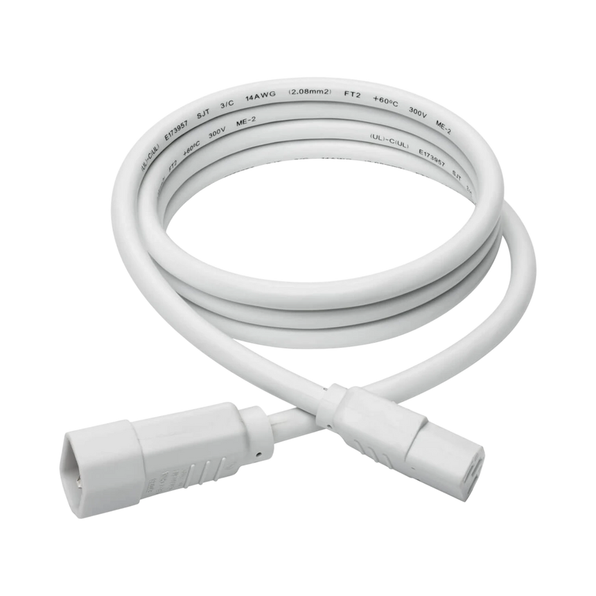 Tripp Lite Heavy-Duty PDU Power Cord, C13 to C14, 15A, 250V, 14 AWG, 6 ft. (1.83 m), White — Being Shipped