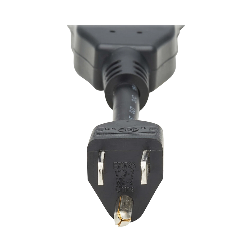 Tripp Lite Extension Cord Y Splitter, NEMA 5-15P to 2x NEMA 5-15R, 13A, 125V, 16 AWG, 1 ft. (0.3 m), Black — Being Shipped