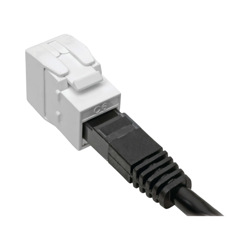 Tripp Lite Keystone Jack Cat6/Cat5e, RJ45, Shuttered, Dust Cap - Toolless, PoE/PoE+ Compliant, White, TAA — Being Shipped