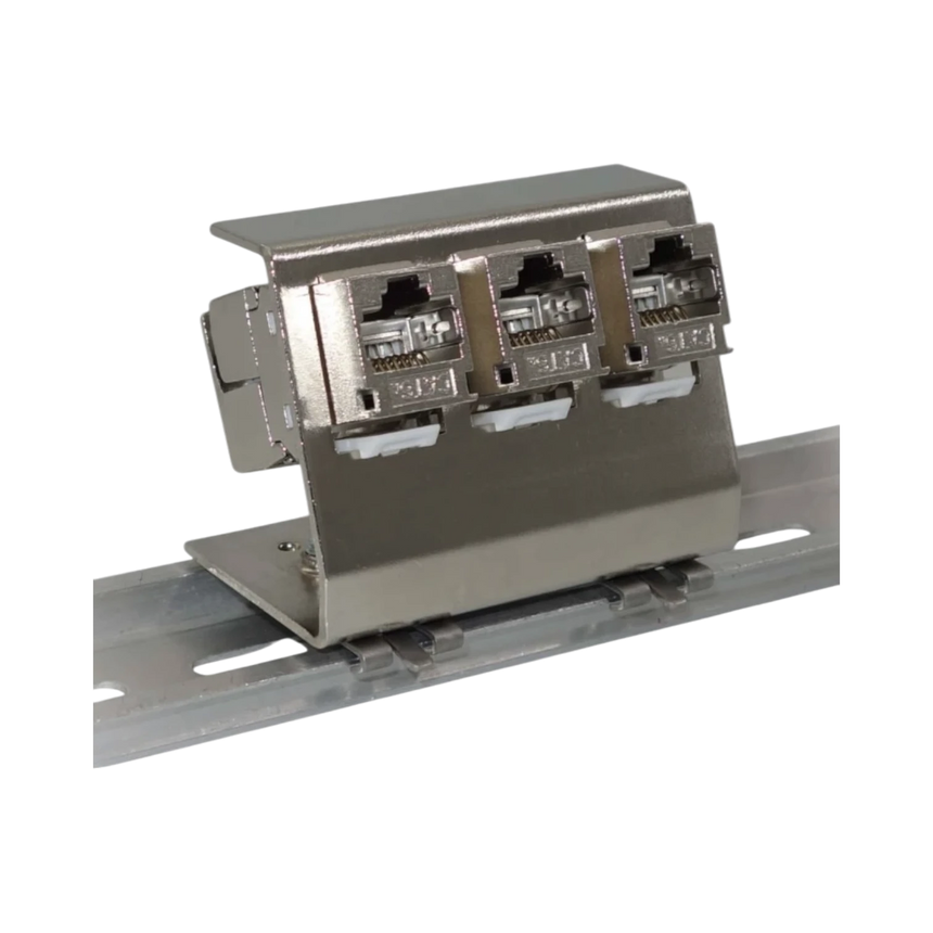 Tripp Lite 3-Port Metal DIN-Rail Mounting Module for Snap-In Keystone Jacks and Couplers, Silver, TAA — Being Shipped