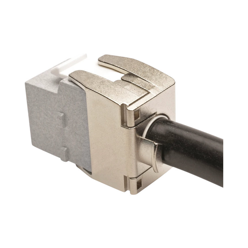 Tripp Lite Toolless Cat6a Keystone Jack, PoE/PoE+ Compliant, Shuttered, Gray, TAA — Being Shipped