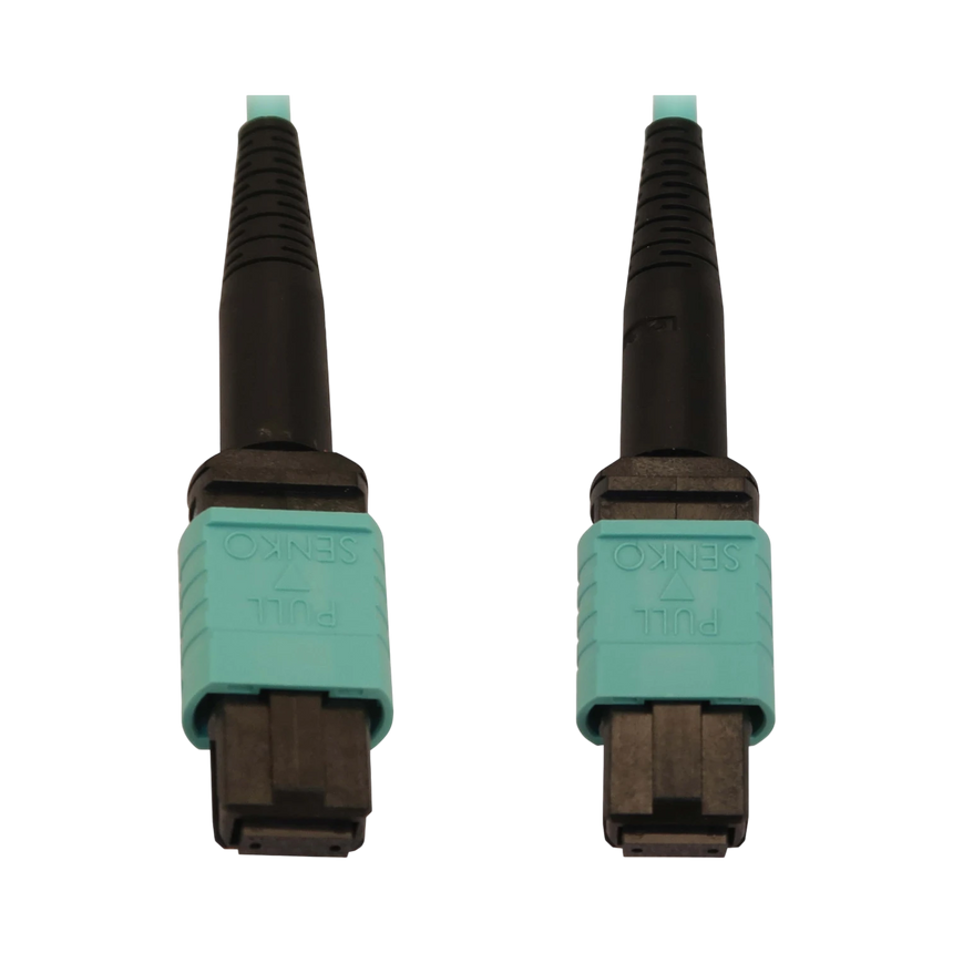 Tripp Lite 40/100/400G Multimode 50/125 OM3 Fiber Optic Cable (12F MTP/MPO-PC F/F), Aqua, 1m (3.3 ft.) — Being Shipped